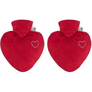 2x Kruiken rood hart 1 liter - Warmwaterkruiken van gerecycled kunststof - Valentijn cadeaus