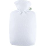 2x Kruiken fleece wit met inhoud van 1,8 liter - Warmwaterkruiken met fleece hoes/kruikenzak