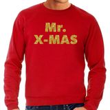 Foute Kersttrui Mr. x-mas gouden glitter  letters rood heren