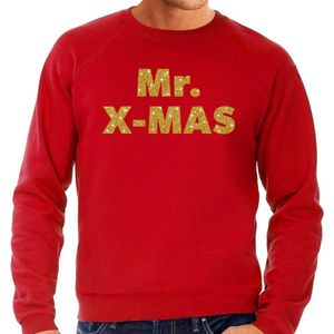 Mr. x-mas - Foute Kersttrui - Rood - Katoen / Polyester - Gouden Glitter