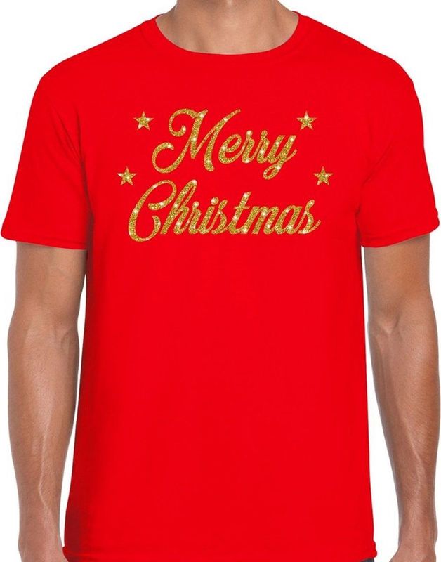 Fout - Kerst Shirt - Merry Christmas - Goud - Rood - Heren - Kerstkleding