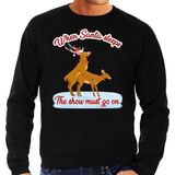 Foute kersttrui/sweater - seksende rendieren - the show must go on - zwart - voor heren S