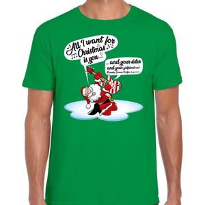 Groen fout Kerst shirt Kerstman die gitaar speelt en zingt voor heren - kerst t-shirts