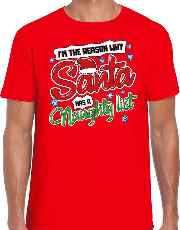 Bellatio Decorations - Fout Kerst Shirt - Rood - Why Santa Has A Naughty List - Voor Heren