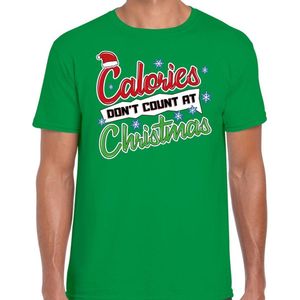 Fout kerstborrel shirt  / Fout Kerst t-shirt calories dont count at christmas groen voor heren