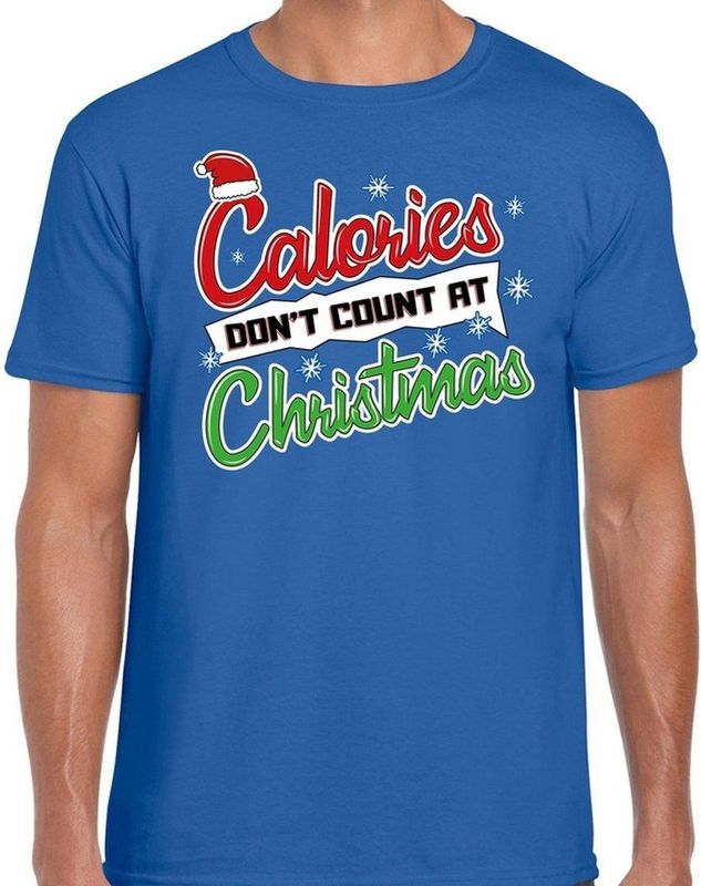 Fout Kerst shirt christmas calories blauw voor heren