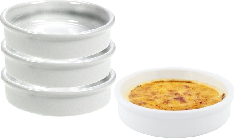 4x Creme brulee schaaltjes porselein wit 12 cm - Hapjes schaaltjes - Tapas schaaltjes