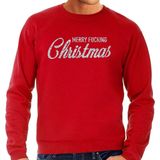 Foute Kersttrui / sweater - Merry Fucking Christmas - zilver / glitter - rood - heren - kerstkleding / kerst outfit S