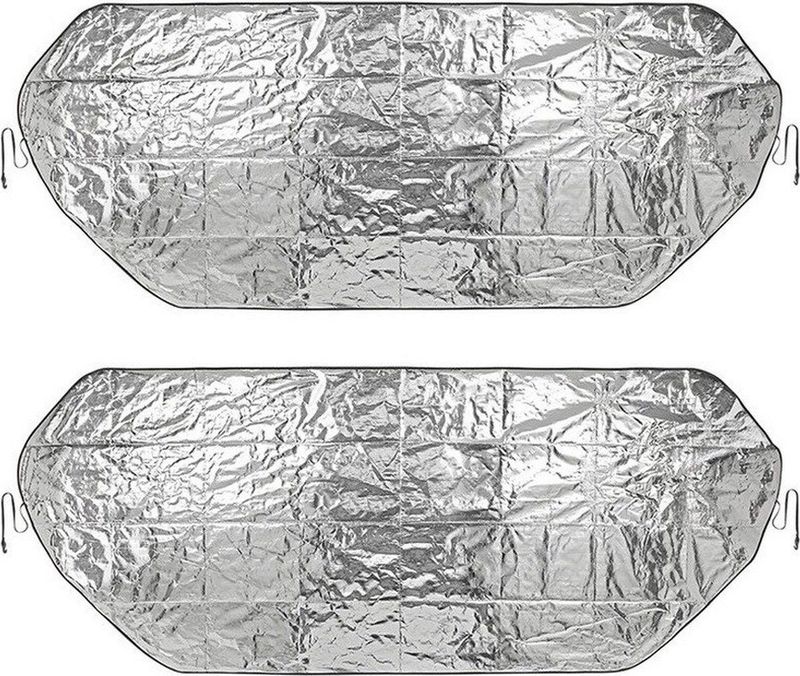 2x Auto anti-ijs/zonnefolie dekens extra groot 100 x 250 cm - Zonneschermen anti vriesscherm raamdeken
