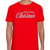 Bellatio Decorations - Merry Fucking Christmas - T-shirt - Rood - Katoen
