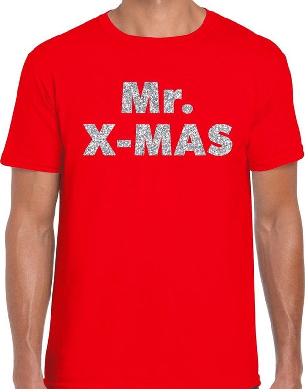 Bellatio Decorations - Mr. X-mas - Fun T-shirt - Rood - Katoen