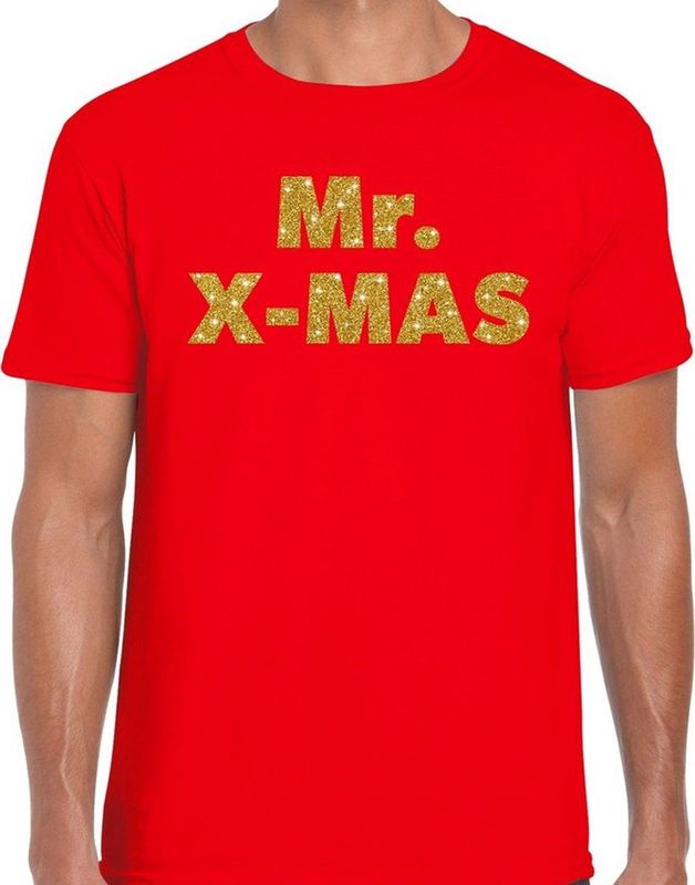Bellatio Decorations - Mr X-mas - T-shirt - Rood - Katoen