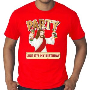 Grote maten Kerst shirt  / kerstkleding rood met party Jezus voor heren