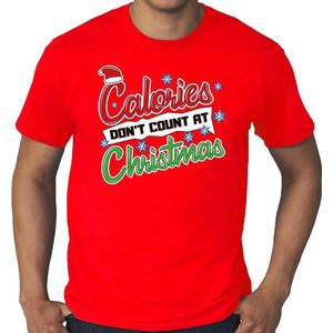 Grote maten foute Kerst shirt rood calories dont count at christmas voor heren - kerst t-shirts