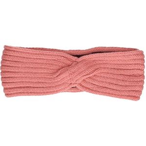 Gebreide winter hoofdband roze voor dames