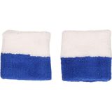 Pols zweetbandjes blauw/wit - voor volwassenen - 2x stuks - Sport accessoires