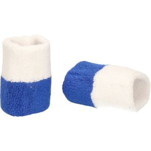 Pols zweetbandjes blauw/wit - voor volwassenen - 2x stuks - Sport accessoires
