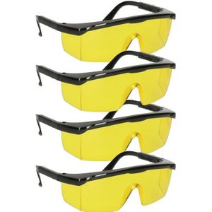 4x Vuurwerkbril met gele glazen voor nachtzicht voor volwassenen - antikras - beschermbrillen