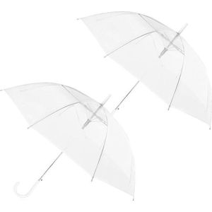 2x Transparant plastic paraplu 92 cm - doorzichtige paraplu