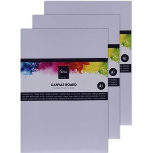 3x Schilderkarton met canvas 40 x 30 cm - Canvasdoeken - Schildersdoek - Schilderen/verven - Hobby/knutselmateriaal