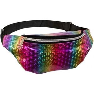 Hip heuptasje/fanny pack/buideltasje regenboog print - Jaren 80 verkleed accessoire - Festival fanny pack/bum