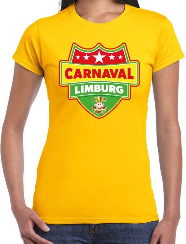 Carnaval verkleed t-shirt Limburg - geel - dames - Limburgse feest shirt verkleedkleding