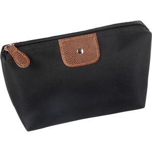 Multifunctionele toilet/make-up/opberg tas - 17cm - Zwart met kunstleer detail
