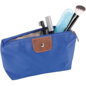 Multifunctionele toilet/make-up/opberg tas blauw 17 cm voor heren/dames met kunstleer detail - Reis toilettassen/make-up etui - Handbagage