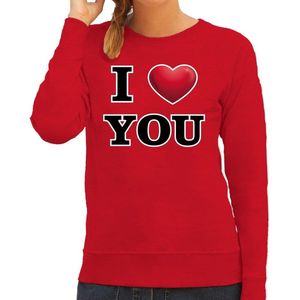 Bellatio Decorations - I Love You Sweater - Rood - Dames