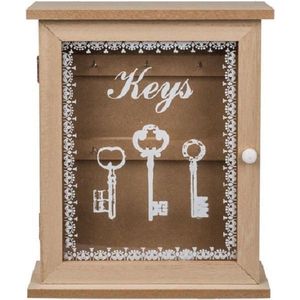 Houten sleutelkast/sleutelkluis 22 x 27 cm - Sleutels opbergen - Sleutelkastje van hout - Woonaccessoires