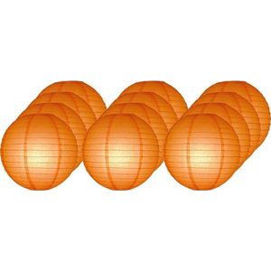 12x Luxe bol lampionnen oranje 25 cm