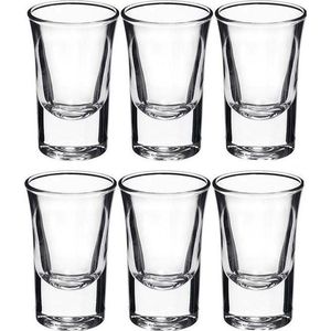 6x shotglazen / borrelglaasjes - 34 ml - glas - rond - shotglas / borrelglas