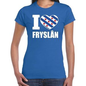 T-shirt I love Fryslan voor dames - blauw - Friesland shirtjes outfit