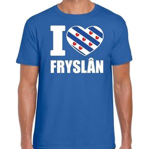 T-shirt I love Fryslan voor heren - blauw - Friesland shirtjes / outfit