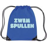 Zwemspullen rugzakje blauw - nylon zwemtas met rijgkoord - tas voor zwemles