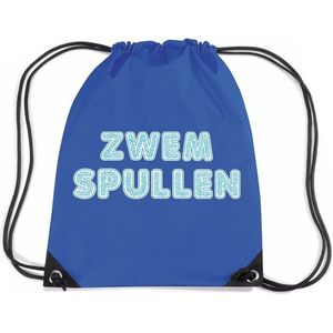 Zwemspullen rugzakje blauw - nylon zwemtas met rijgkoord - tas voor zwemles