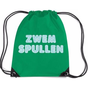 Zwemspullen rugzakje groen - nylon zwemtas met rijgkoord - tas voor zwemles