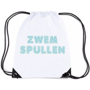 Zwemspullen rugzakje wit - nylon zwemtas met rijgkoord - tas voor zwemles