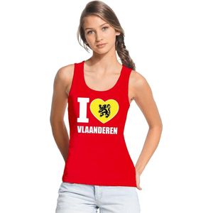 Tanktop I Love Vlaanderen Voor Dames - Rood - Vlaamse Hempjes / Outfit / Onderhemden XS