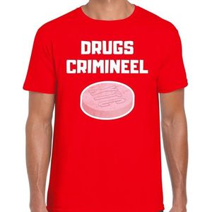 Drugs crimineel verkleed t-shirt rood voor heren - drugs crimineel XTC carnaval / feest shirt kleding