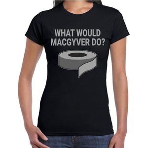 Mac Gyver duct tape t-shirt zwart voor dames