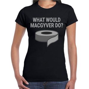 Mac Gyver fun t-shirt zwart voor dames - what would Mac Gyver do duck tape fun shirt