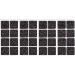 32x Zwarte vierkante meubelviltjes/antislip noppen 2,5 cm - Beschermviltjes - Stoelviltjes - Vloerbeschermers - Meubelvilt - Viltglijders