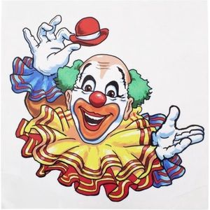 Raamsticker vrolijke clown 35 x 40 cm - Decoratiesticker - Carnaval/Circus themadecoratie