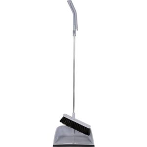 Luxe mariaset / stoffer en blik met lange metalen steel 90 cm - schoonmaakspullen / veegset