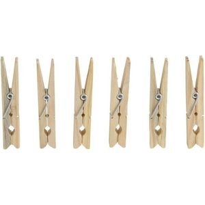 72x Wasknijpers / wasgoedknijpers van hout met metalen veer