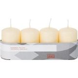 4x Cremewitte cilinderkaars/stompkaars 5 x 8 cm 18 branduren - Geurloze kaarsen - Woondecoraties