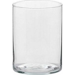 1x Hoge theelichthouder/waxinelichthouder van glas 5,5 x 6,5 cm - Glazen kaarsenhouders - Woondecoraties