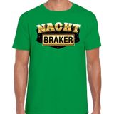 Nachtbraker fun tekst t-shirt groen voor heren - Verkleden als nachtbraker outfit carnaval