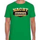 Nachtbraker fun/tekst t-shirt groen voor heren - Verkleden als nachtbraker outfit / carnaval